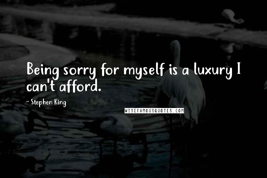 Stephen King Quotes: Being sorry for myself is a luxury I can't afford.