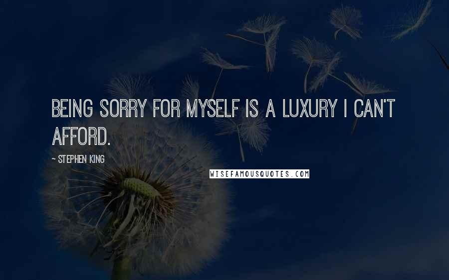 Stephen King Quotes: Being sorry for myself is a luxury I can't afford.