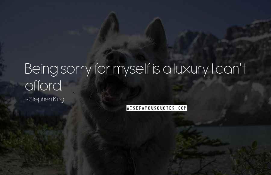 Stephen King Quotes: Being sorry for myself is a luxury I can't afford.