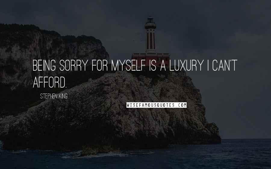 Stephen King Quotes: Being sorry for myself is a luxury I can't afford.