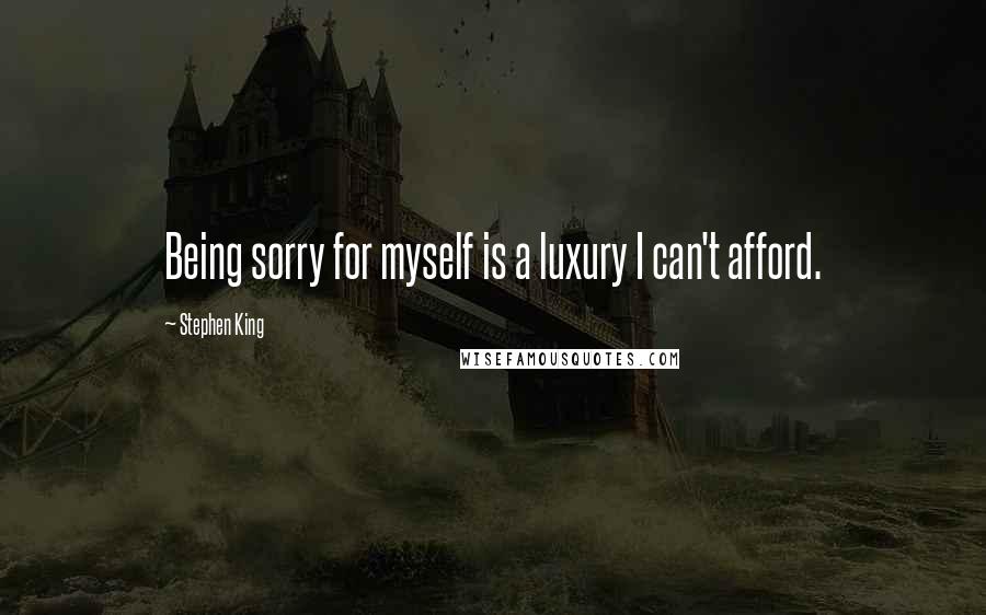 Stephen King Quotes: Being sorry for myself is a luxury I can't afford.