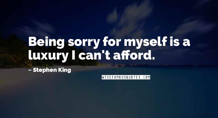 Stephen King Quotes: Being sorry for myself is a luxury I can't afford.