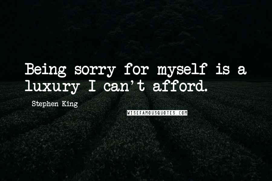 Stephen King Quotes: Being sorry for myself is a luxury I can't afford.