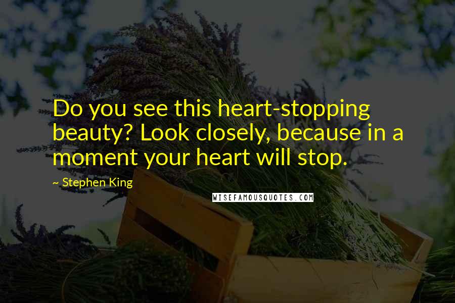 Stephen King Quotes: Do you see this heart-stopping beauty? Look closely, because in a moment your heart will stop.