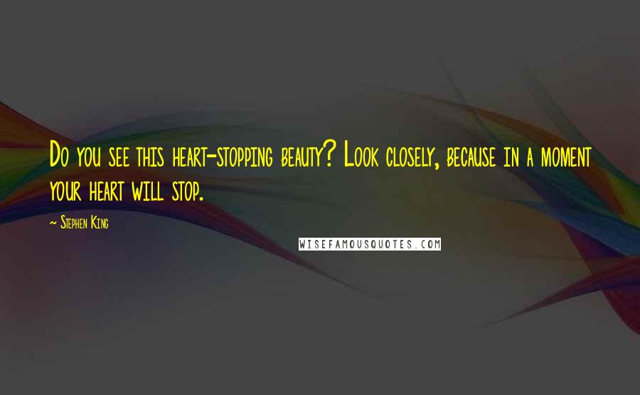 Stephen King Quotes: Do you see this heart-stopping beauty? Look closely, because in a moment your heart will stop.