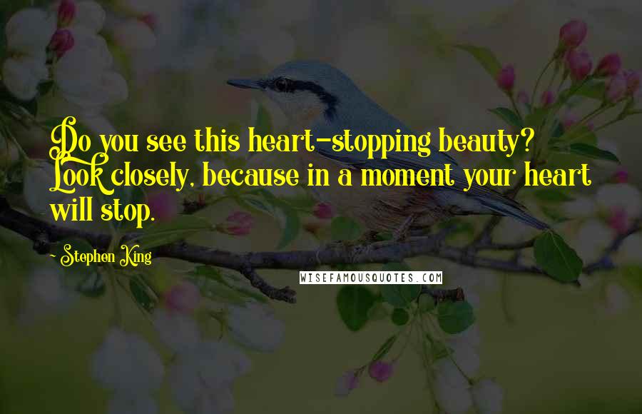 Stephen King Quotes: Do you see this heart-stopping beauty? Look closely, because in a moment your heart will stop.