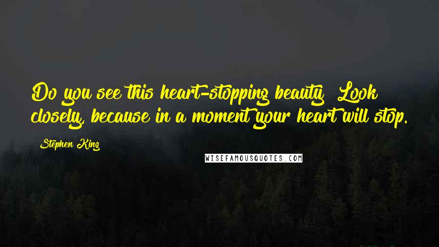 Stephen King Quotes: Do you see this heart-stopping beauty? Look closely, because in a moment your heart will stop.