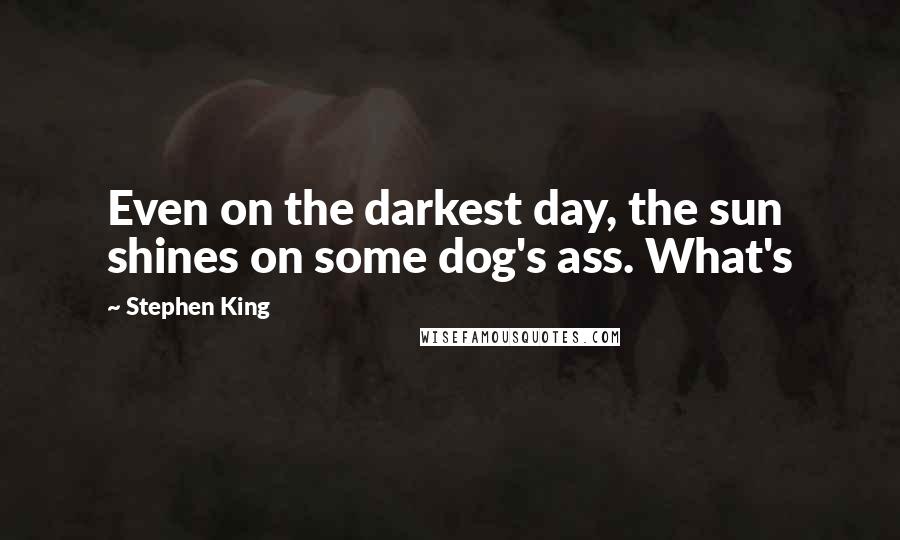 Stephen King Quotes: Even on the darkest day, the sun shines on some dog's ass. What's