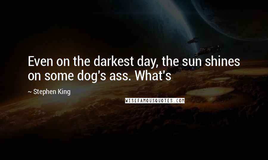 Stephen King Quotes: Even on the darkest day, the sun shines on some dog's ass. What's