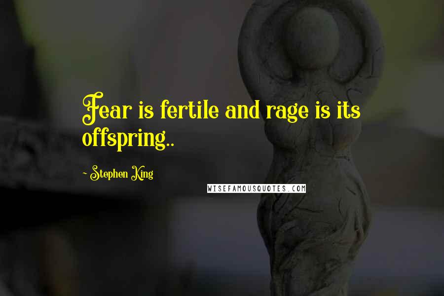 Stephen King Quotes: Fear is fertile and rage is its offspring..