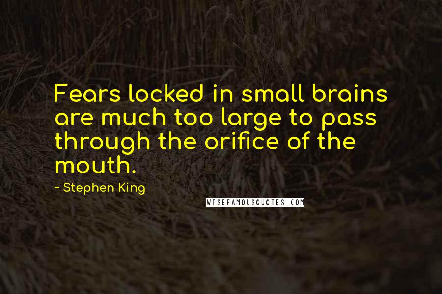 Stephen King Quotes: Fears locked in small brains are much too large to pass through the orifice of the mouth.