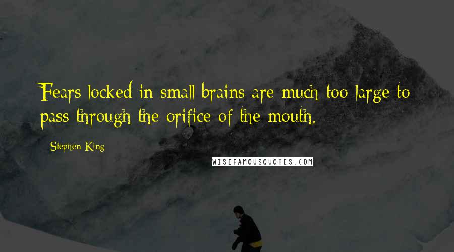 Stephen King Quotes: Fears locked in small brains are much too large to pass through the orifice of the mouth.