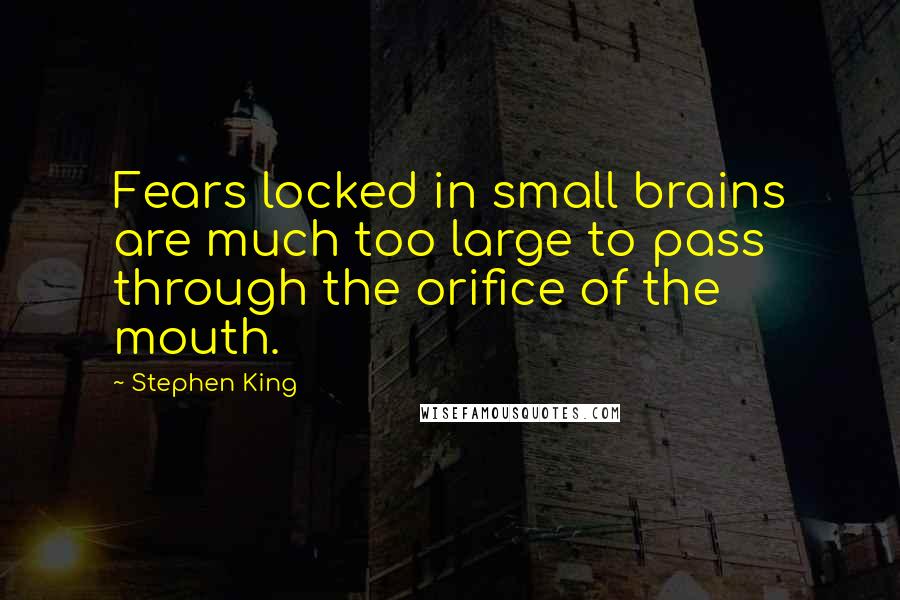 Stephen King Quotes: Fears locked in small brains are much too large to pass through the orifice of the mouth.