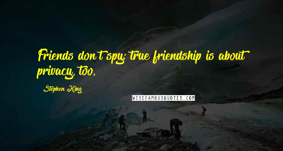 Stephen King Quotes: Friends don't spy; true friendship is about privacy, too.