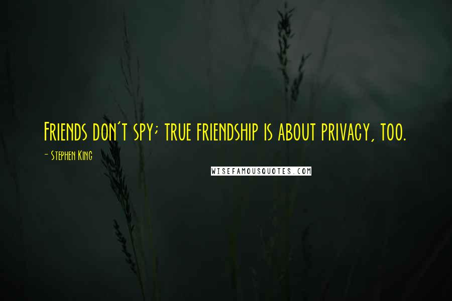 Stephen King Quotes: Friends don't spy; true friendship is about privacy, too.