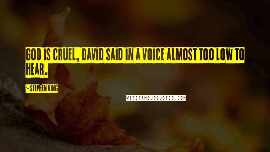 Stephen King Quotes: God is cruel, David said in a voice almost too low to hear.