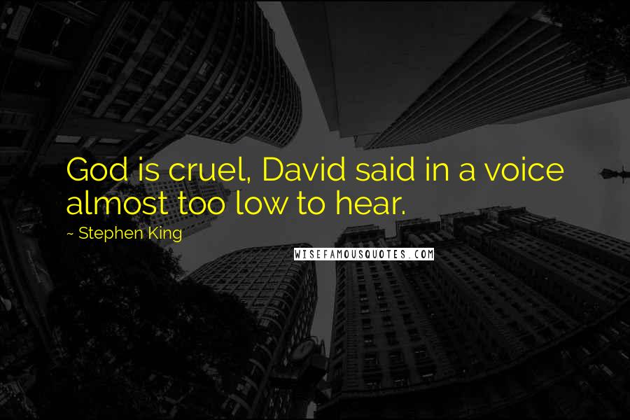 Stephen King Quotes: God is cruel, David said in a voice almost too low to hear.