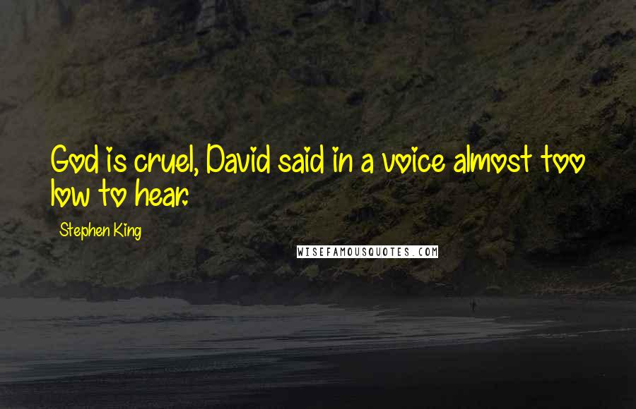 Stephen King Quotes: God is cruel, David said in a voice almost too low to hear.