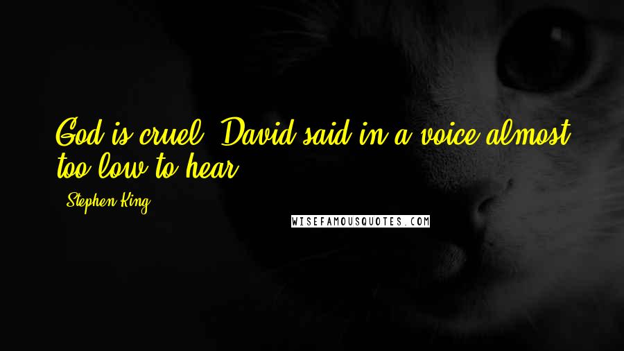 Stephen King Quotes: God is cruel, David said in a voice almost too low to hear.