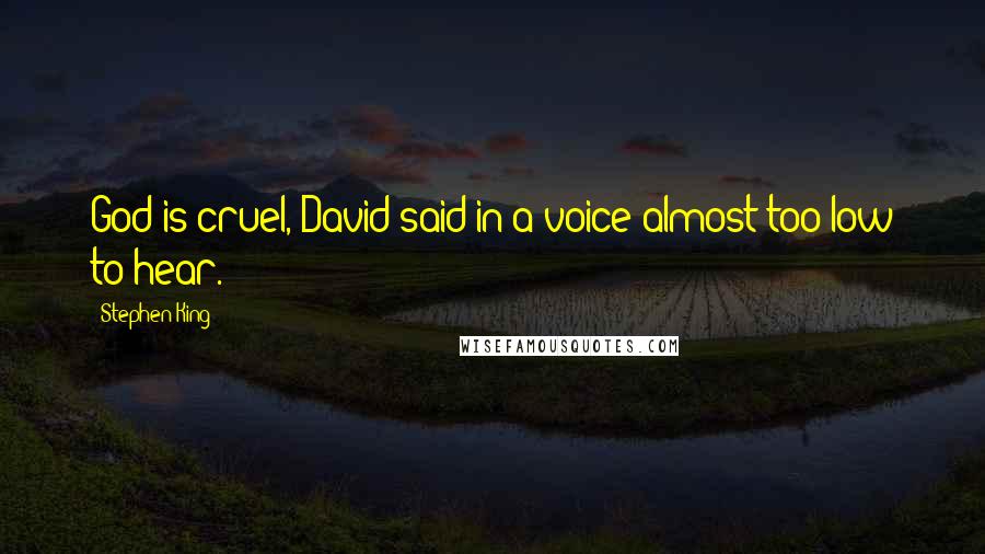 Stephen King Quotes: God is cruel, David said in a voice almost too low to hear.