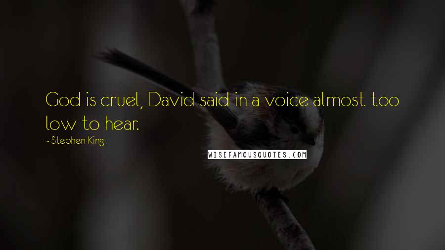 Stephen King Quotes: God is cruel, David said in a voice almost too low to hear.