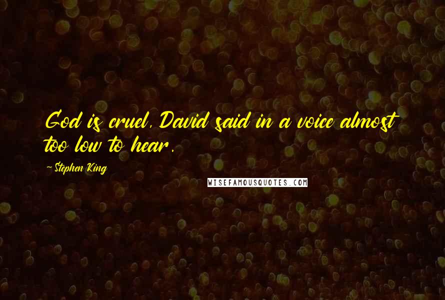 Stephen King Quotes: God is cruel, David said in a voice almost too low to hear.