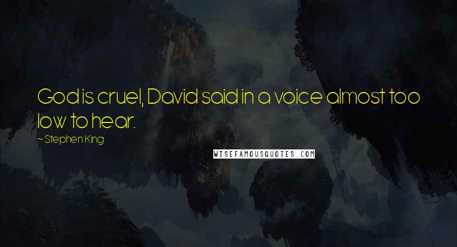 Stephen King Quotes: God is cruel, David said in a voice almost too low to hear.