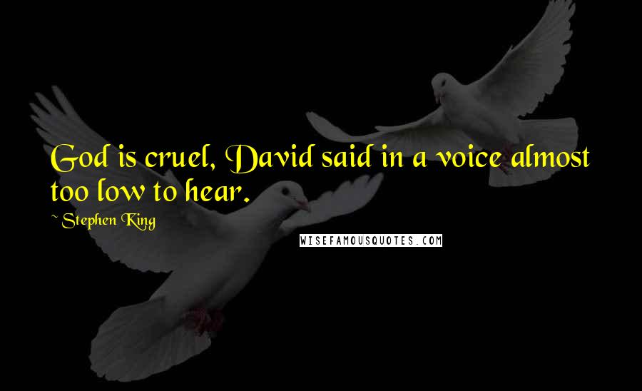 Stephen King Quotes: God is cruel, David said in a voice almost too low to hear.