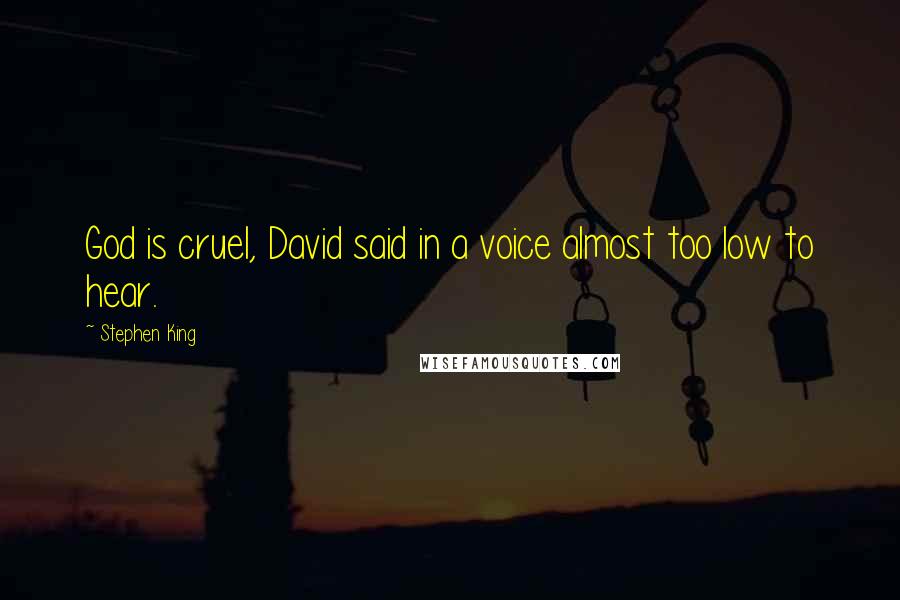 Stephen King Quotes: God is cruel, David said in a voice almost too low to hear.