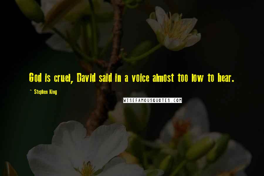 Stephen King Quotes: God is cruel, David said in a voice almost too low to hear.