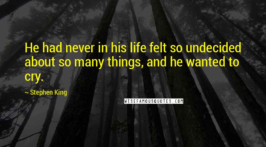 Stephen King Quotes: He had never in his life felt so undecided about so many things, and he wanted to cry.