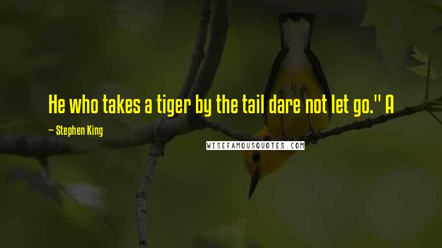Stephen King Quotes: He who takes a tiger by the tail dare not let go." A