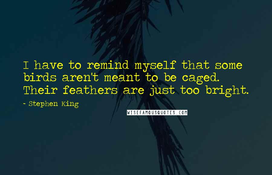 Stephen King Quotes: I have to remind myself that some birds aren't meant to be caged. Their feathers are just too bright.
