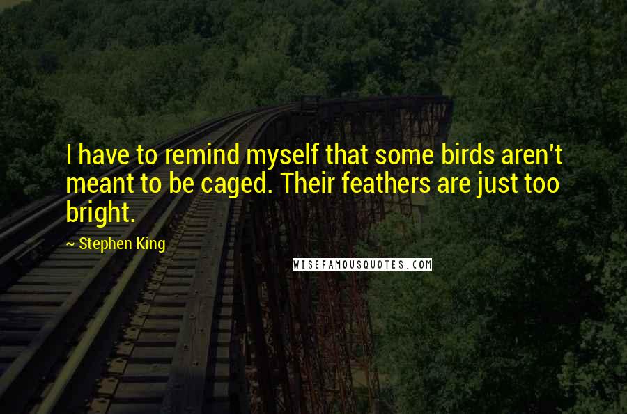 Stephen King Quotes: I have to remind myself that some birds aren't meant to be caged. Their feathers are just too bright.