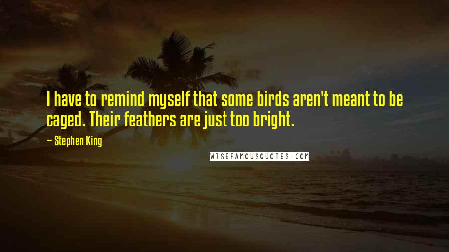 Stephen King Quotes: I have to remind myself that some birds aren't meant to be caged. Their feathers are just too bright.