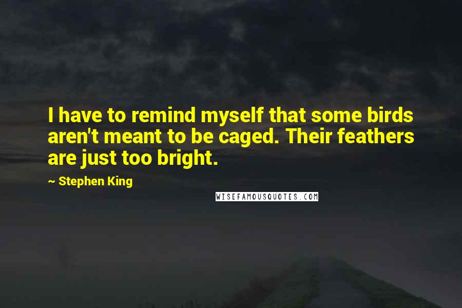 Stephen King Quotes: I have to remind myself that some birds aren't meant to be caged. Their feathers are just too bright.