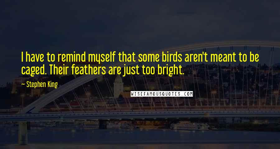 Stephen King Quotes: I have to remind myself that some birds aren't meant to be caged. Their feathers are just too bright.