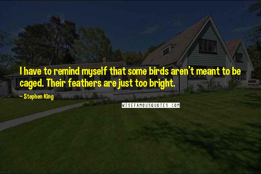 Stephen King Quotes: I have to remind myself that some birds aren't meant to be caged. Their feathers are just too bright.