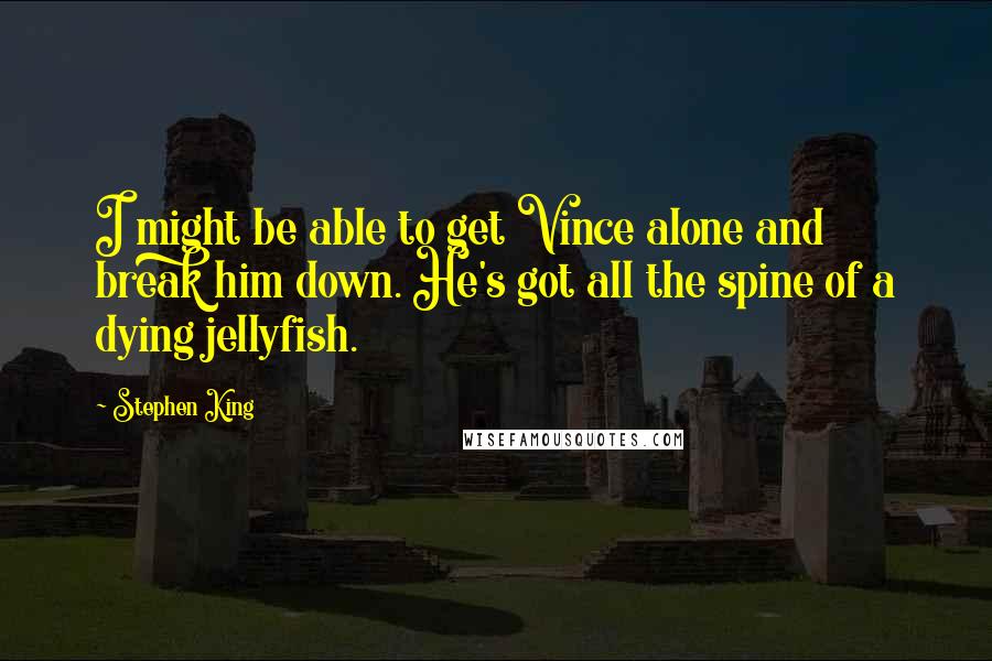 Stephen King Quotes: I might be able to get Vince alone and break him down. He's got all the spine of a dying jellyfish.