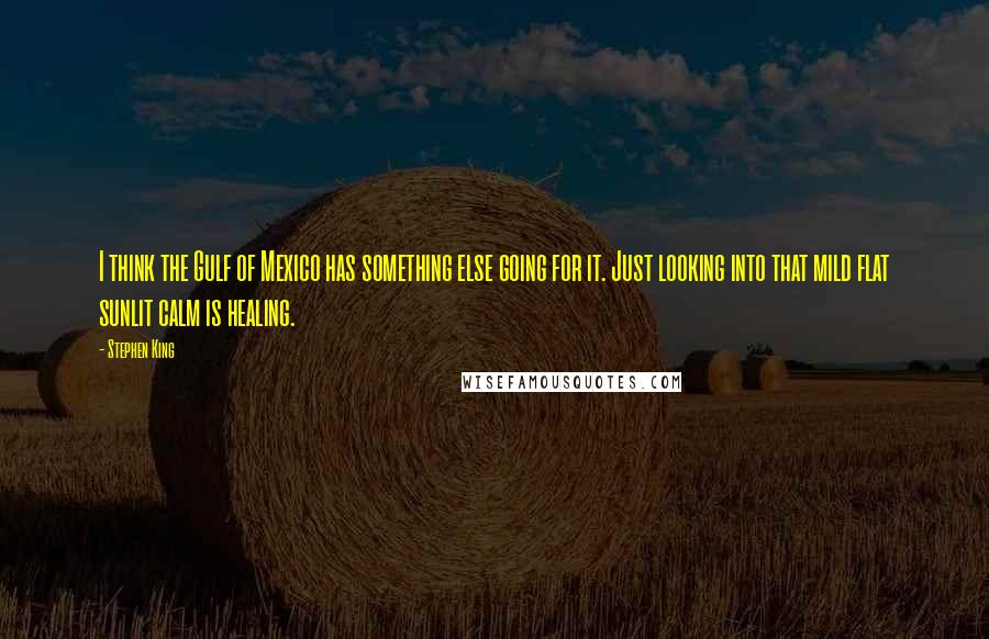 Stephen King Quotes: I think the Gulf of Mexico has something else going for it. Just looking into that mild flat sunlit calm is healing.