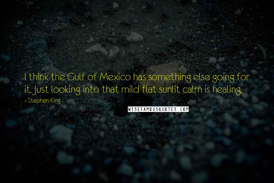 Stephen King Quotes: I think the Gulf of Mexico has something else going for it. Just looking into that mild flat sunlit calm is healing.