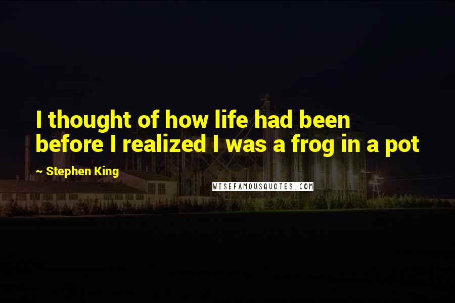 Stephen King Quotes: I thought of how life had been before I realized I was a frog in a pot