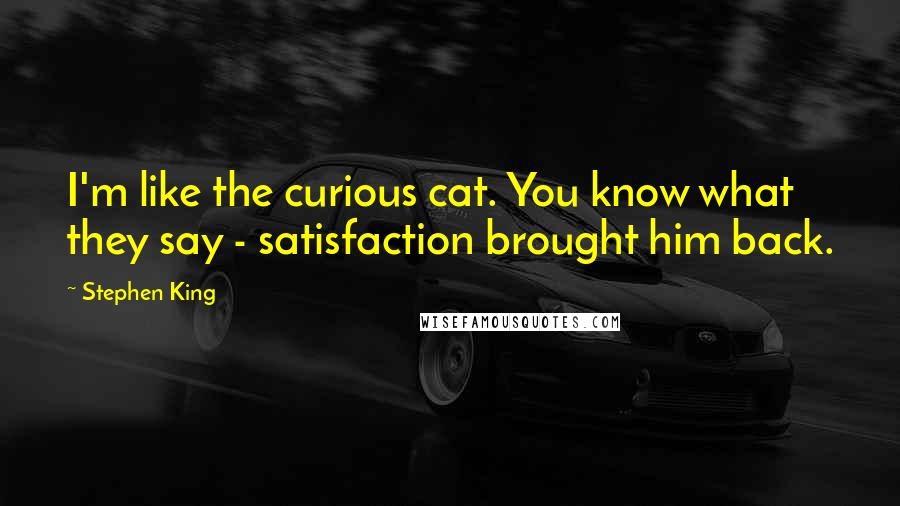 Stephen King Quotes: I'm like the curious cat. You know what they say - satisfaction brought him back.