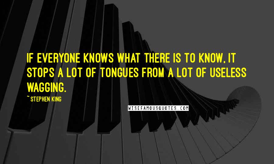 Stephen King Quotes: If everyone knows what there is to know, it stops a lot of tongues from a lot of useless wagging.