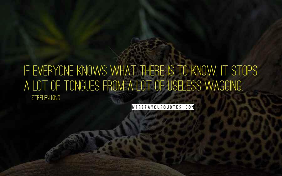 Stephen King Quotes: If everyone knows what there is to know, it stops a lot of tongues from a lot of useless wagging.