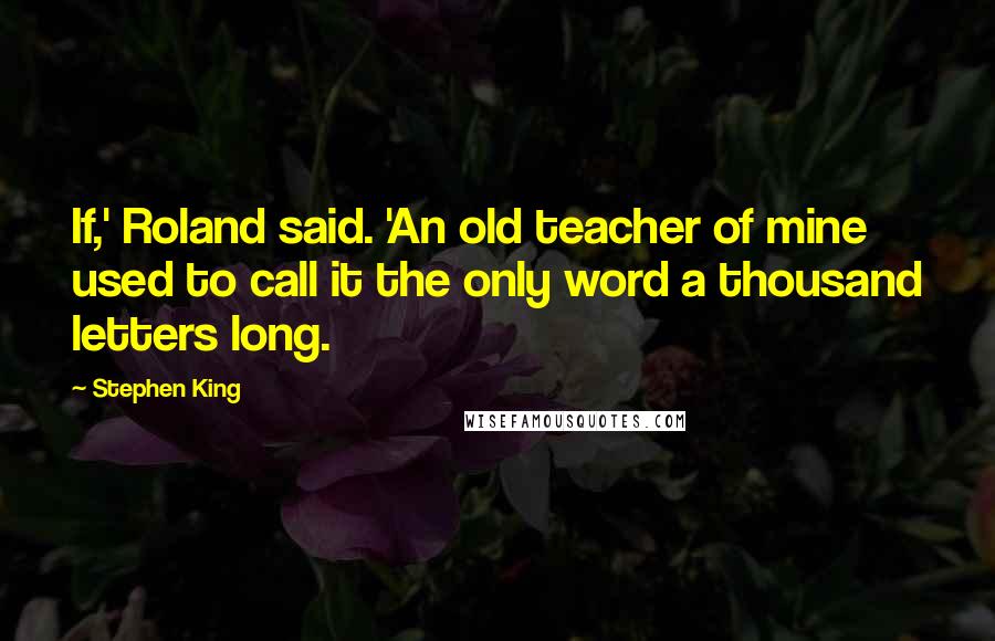 Stephen King Quotes: If,' Roland said. 'An old teacher of mine used to call it the only word a thousand letters long.