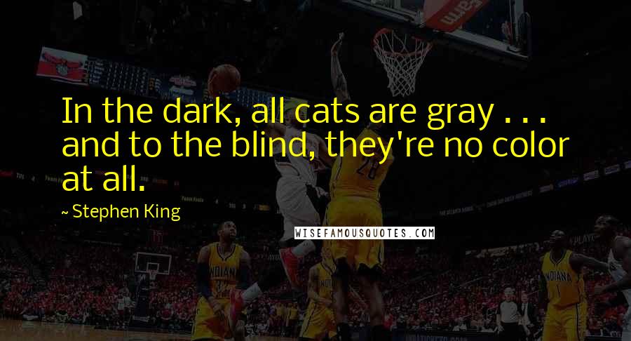Stephen King Quotes: In the dark, all cats are gray . . . and to the blind, they're no color at all.