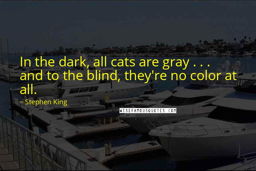 Stephen King Quotes: In the dark, all cats are gray . . . and to the blind, they're no color at all.