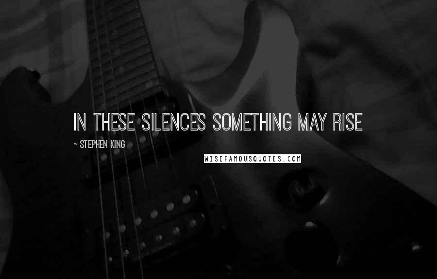 Stephen King Quotes: In these silences something may rise