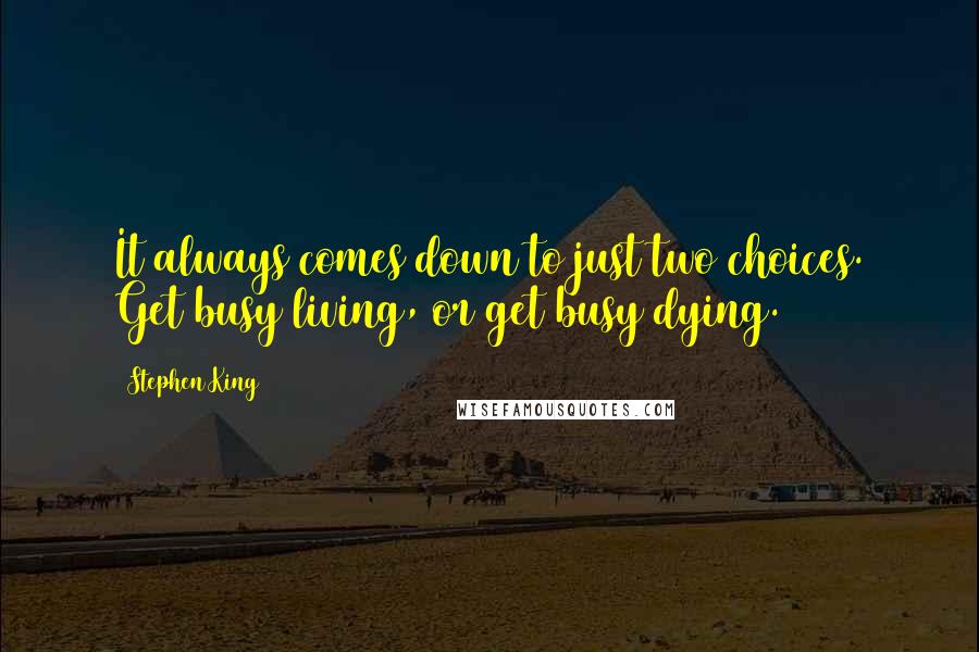 Stephen King Quotes: It always comes down to just two choices. Get busy living, or get busy dying.